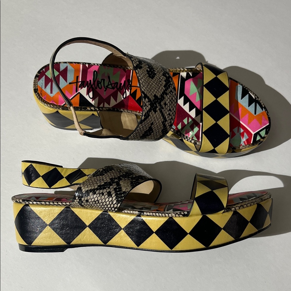 Taylor Says Reeve Hisstacular Leather Sandals Platforms Shoes sz 5.5 Summer